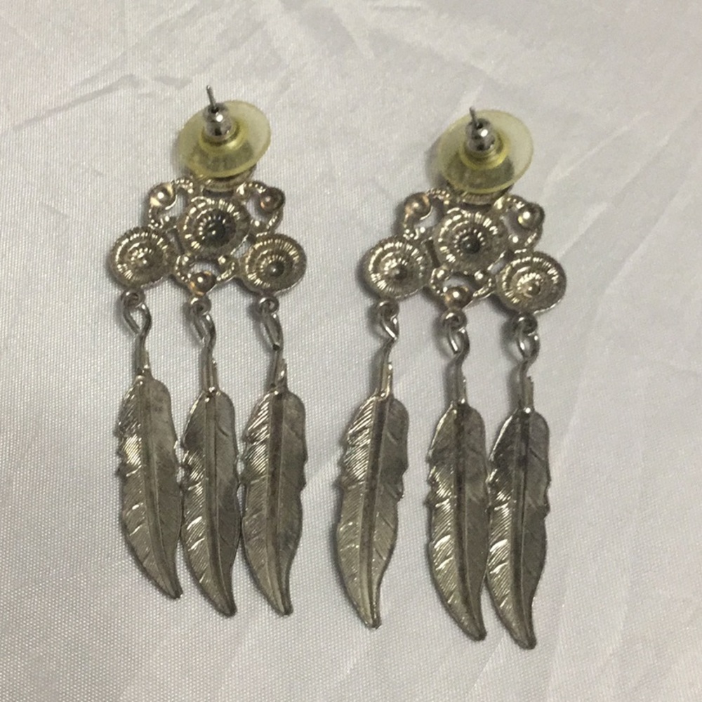 Sterling Silver Feather Dangle Posts - image 7